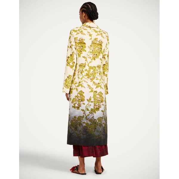 La DoubleJ Duster Coat in Oasis Ombré Placée Green & Black, view 3