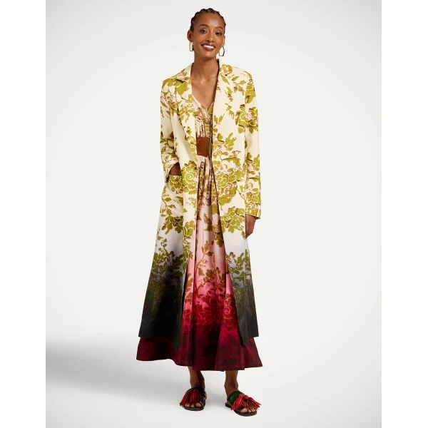 La DoubleJ Duster Coat in Oasis Ombré Placée Green & Black, view 5