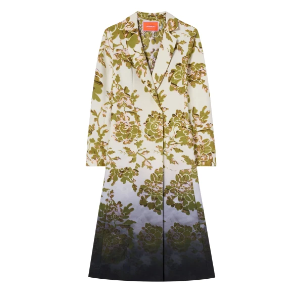 La DoubleJ Duster Coat in Oasis Ombré Placée Green & Black