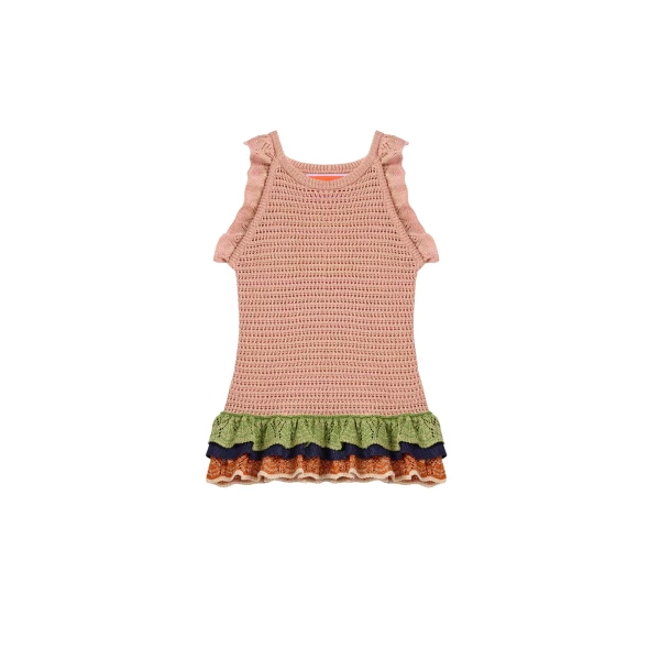 La DoubleJ Eight Counts Crop Top in Color Block Pink & Green