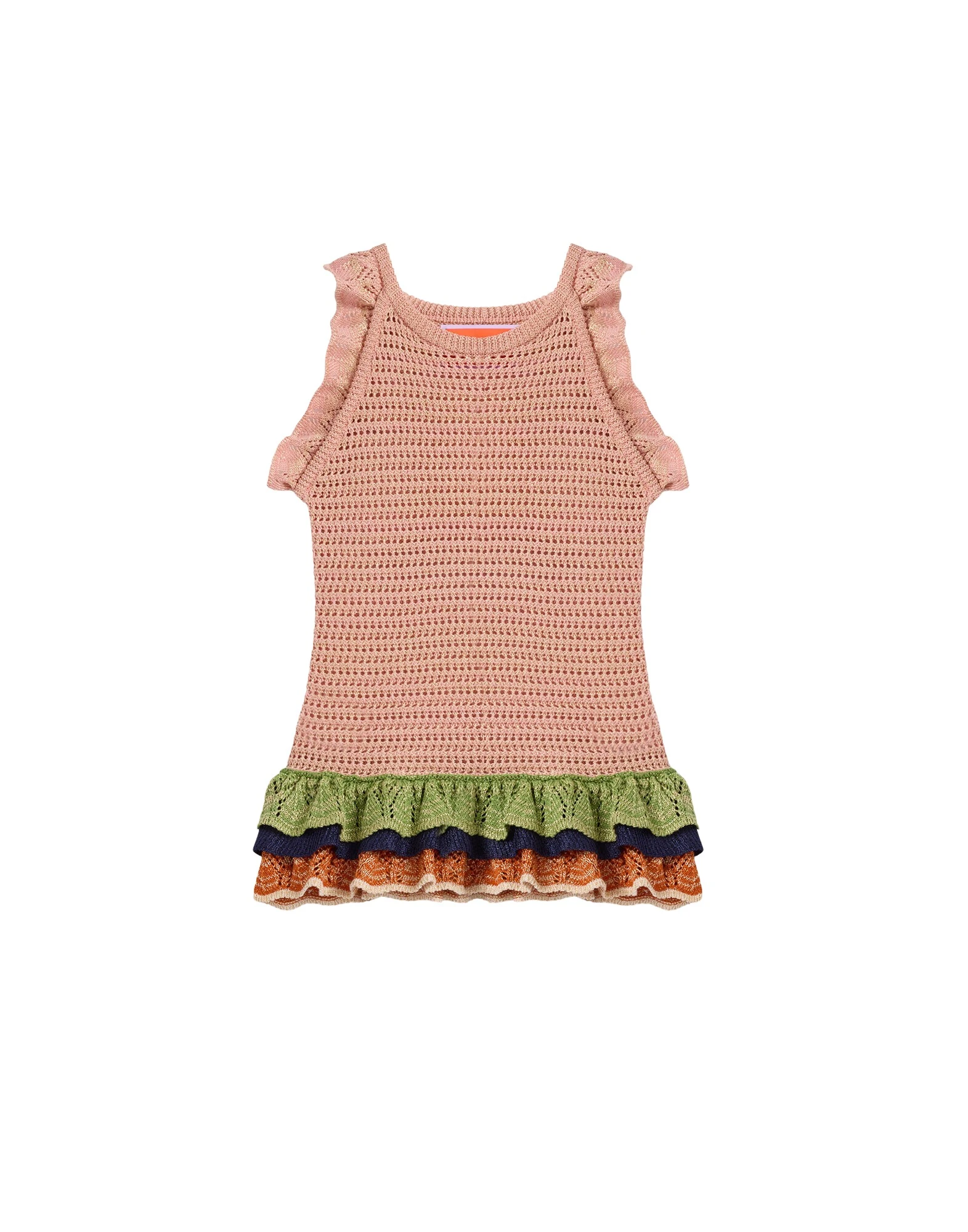La DoubleJ Eight Counts Crop Top in Color Block Pink & Green