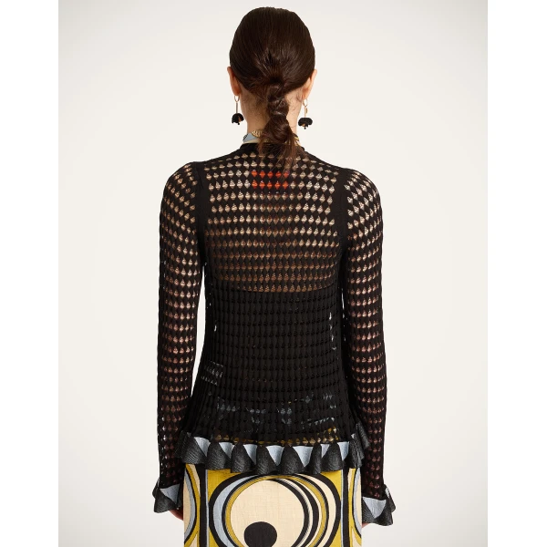 La DoubleJ Fiocchetto Cardigan in Solid Black, view 3