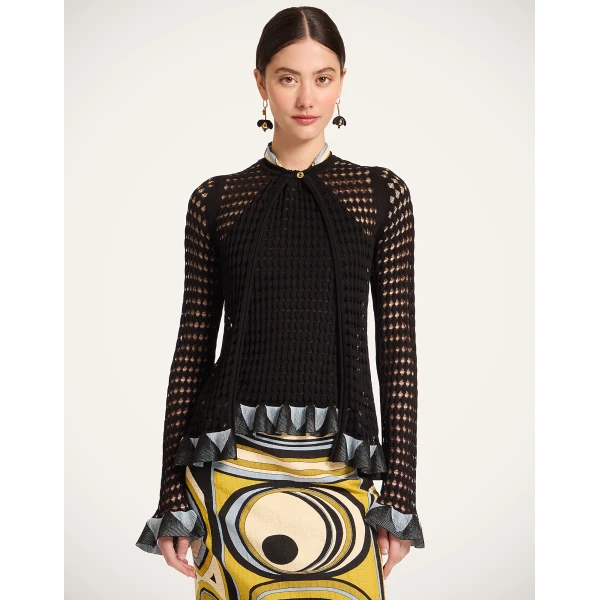 La DoubleJ Fiocchetto Cardigan in Solid Black, view 5