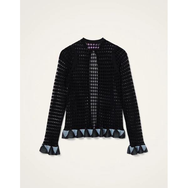 La DoubleJ Fiocchetto Cardigan in Solid Black, view 6