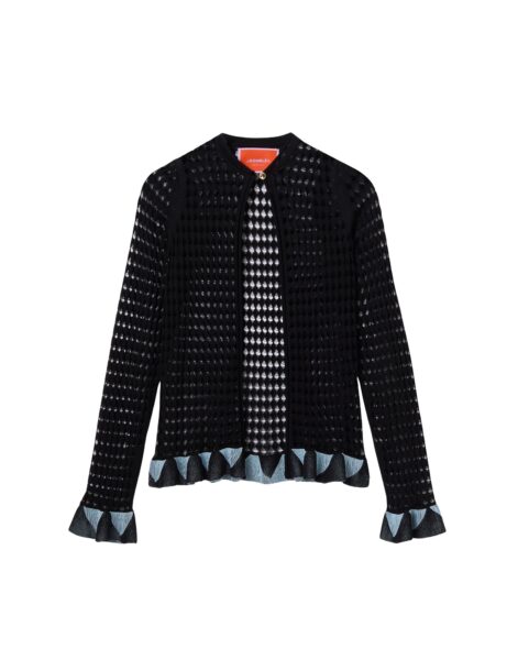 La DoubleJ Fiocchetto Cardigan in Solid Black - Knitwear - Milanese Maximalist Fashion at Luxury Shoes 