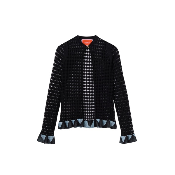 La DoubleJ Fiocchetto Cardigan in Solid Black - Knitwear - Milanese Maximalist Fashion at Luxury Shoes 