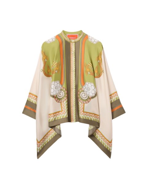 La DoubleJ Foulard Shirt in Ambrosia Placée Ivory - Tops - Milanese Maximalist Fashion at Luxury Shoes 
