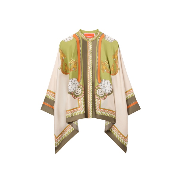 La DoubleJ Foulard Shirt in Ambrosia Placée Ivory - Tops - Milanese Maximalist Fashion at Luxury Shoes 