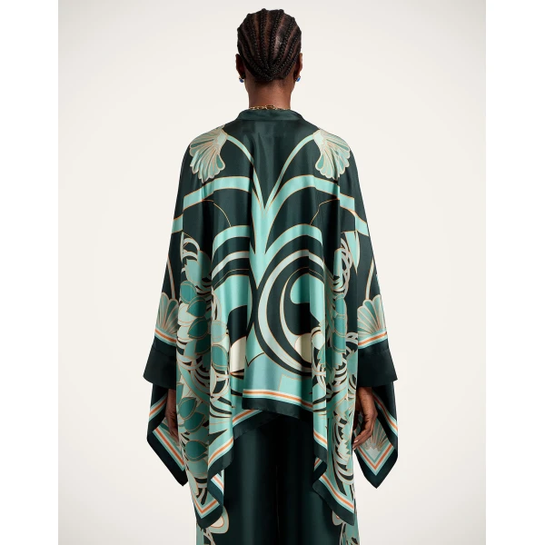 La DoubleJ Foulard Shirt in Blooming Tulip Placée Dark Green, view 3