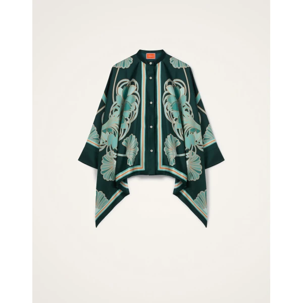La DoubleJ Foulard Shirt in Blooming Tulip Placée Dark Green