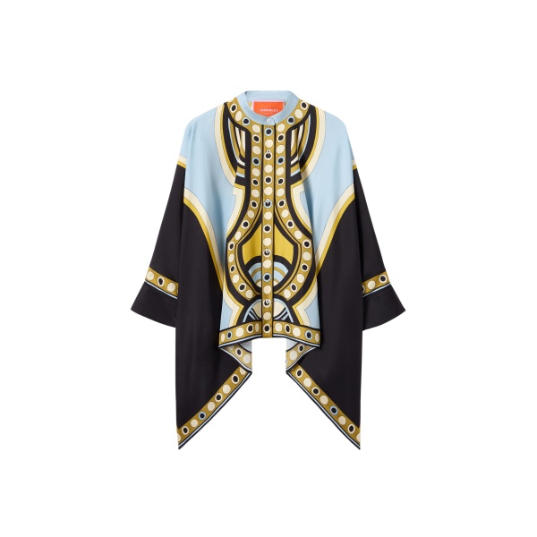 La DoubleJ Foulard Shirt in Sanctuary Placée Light Blue - Tops - Milanese Maximalist Fashion at Luxury Shoes 
