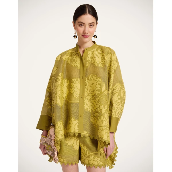 La DoubleJ Foulard Shirt in Solid Green, view 2