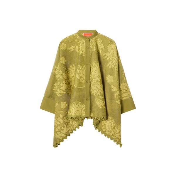 La DoubleJ Foulard Shirt in Solid Green - Tops - Milanese Maximalist Fashion at Luxury Shoes 