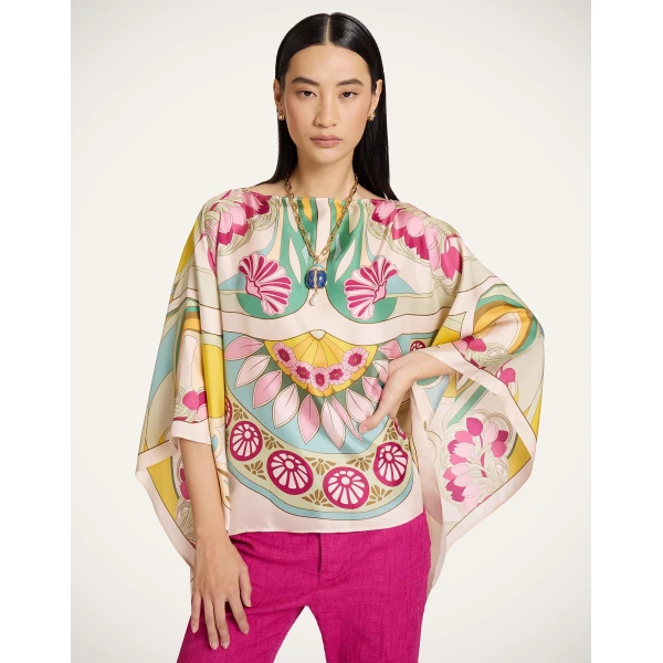 La DoubleJ Foulard Top in Tulip Placée Green, view 2