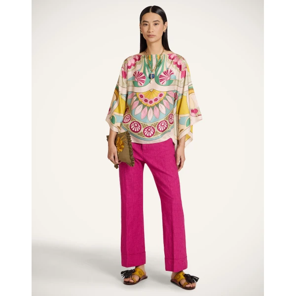 La DoubleJ Foulard Top in Tulip Placée Green, view 4
