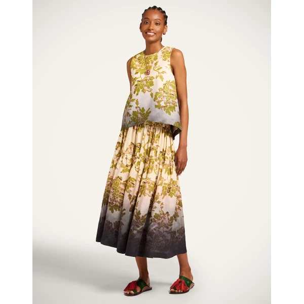 La DoubleJ Gala Skirt in Oasis Ombré Placée Green & Black, view 2