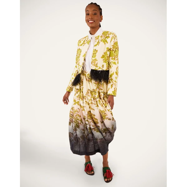 La DoubleJ Gala Skirt in Oasis Ombré Placée Green & Black, view 4