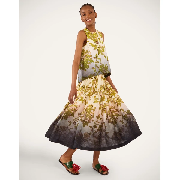 La DoubleJ Gala Skirt in Oasis Ombré Placée Green & Black, view 5