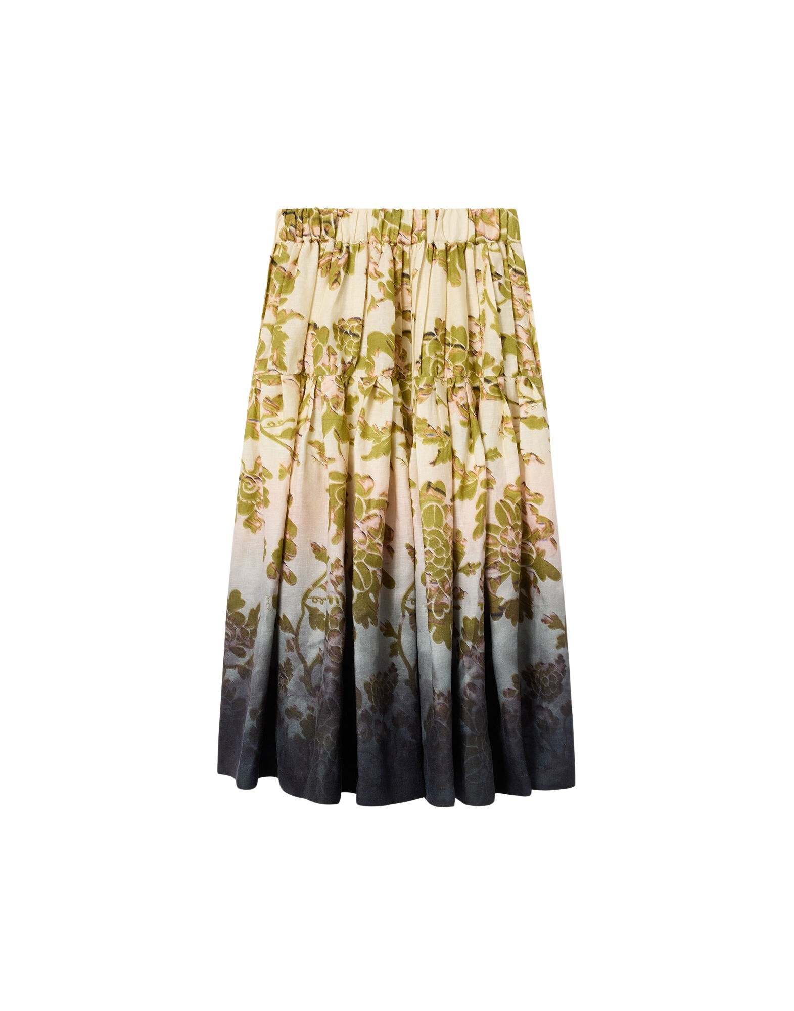 La DoubleJ Gala Skirt in Oasis Ombré Placée Green & Black - Skirts - Milanese Maximalist Fashion at Luxury Shoes 