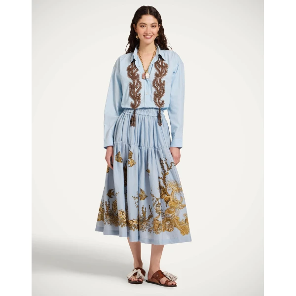 La DoubleJ Gala Skirt in Oceania Placée Light Blue, view 2