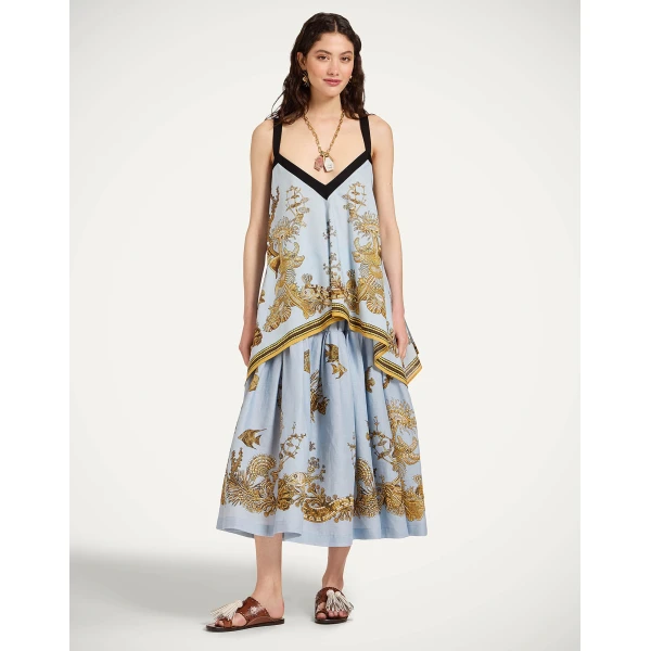 La DoubleJ Gala Skirt in Oceania Placée Light Blue, view 5