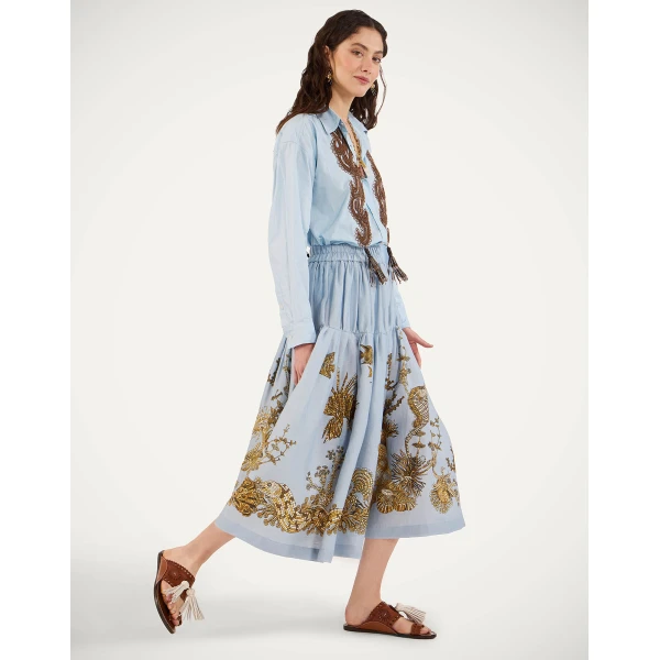 La DoubleJ Gala Skirt in Oceania Placée Light Blue, view 6