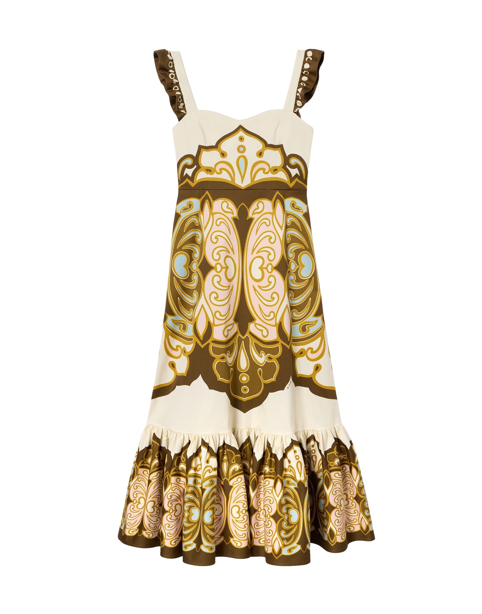 La DoubleJ Gingerbread Dress in Cocoon Placée Brown - Dresses - Milanese Maximalist Fashion at Luxury Shoes 