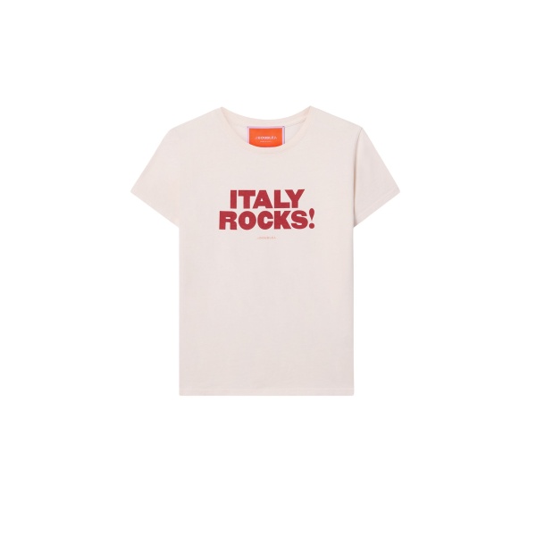 La DoubleJ High Tee Shirt in Solid Ecru - Tops - Milanese Maximalist Fashion at Luxury Shoes 