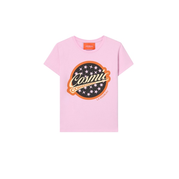 La DoubleJ High Tee Shirt in Solid Lilac - Tops - Milanese Maximalist Fashion at Luxury Shoes 