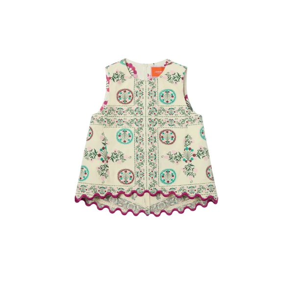 La DoubleJ La Scala Top in Florette Tiles Ecru