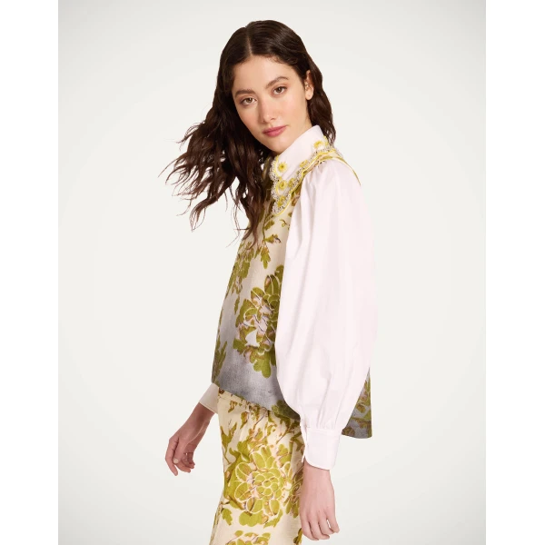 La DoubleJ La Scala Top in Oasis Ombré Placée Green & Black, view 4