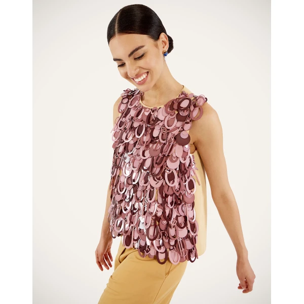 La DoubleJ La Scala Top in Solid Light Beige, view 5