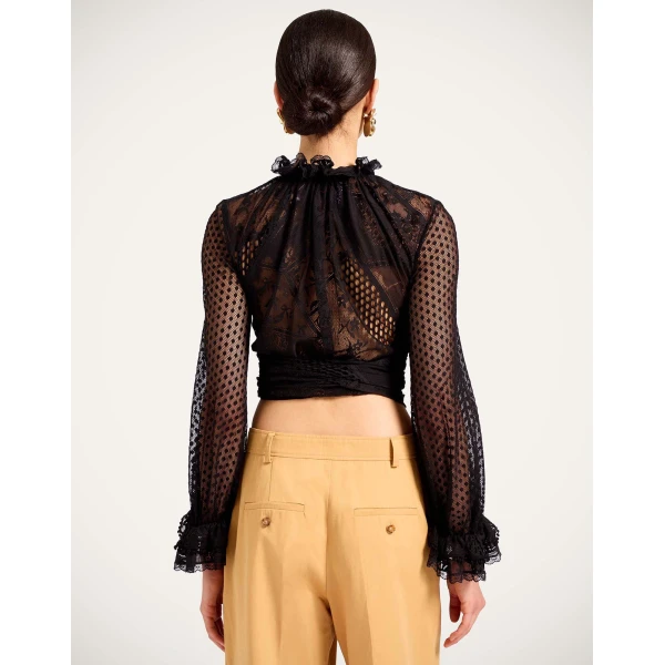 La DoubleJ Lacey En Pointe Top in Solid Black, view 3
