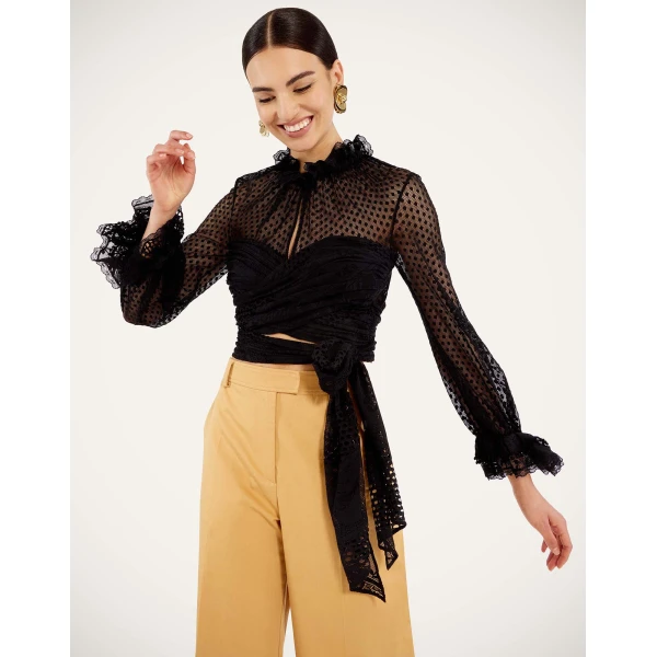 La DoubleJ Lacey En Pointe Top in Solid Black, view 5