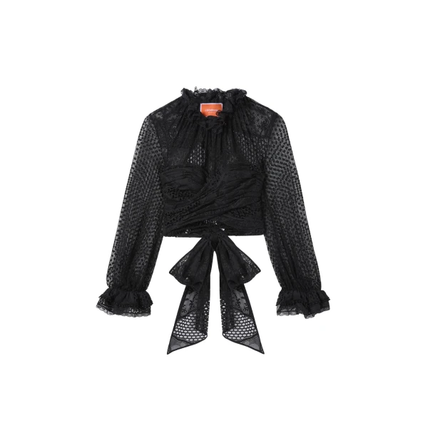 La DoubleJ Lacey En Pointe Top in Solid Black