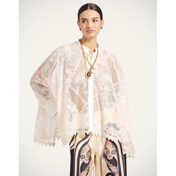 La DoubleJ Lacey Foulard Shirt in Solid Ecru, view 2