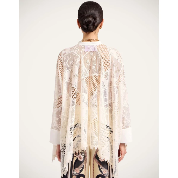 La DoubleJ Lacey Foulard Shirt in Solid Ecru, view 3