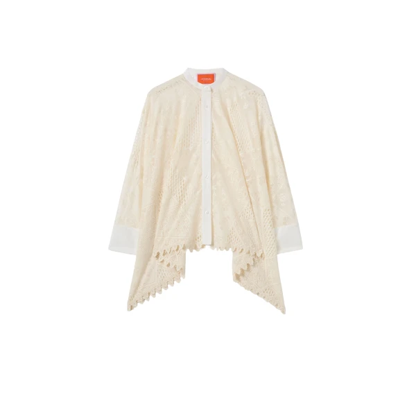 La DoubleJ Lacey Foulard Shirt in Solid Ecru