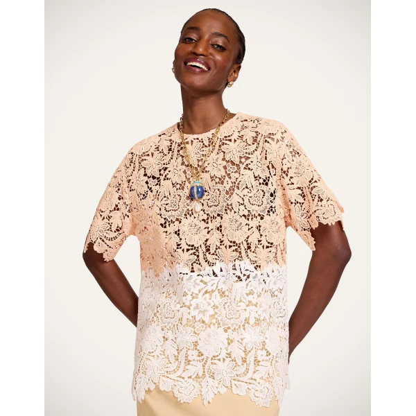 La DoubleJ Lacey House T-Shirt in Solid Apricot Top, view 2