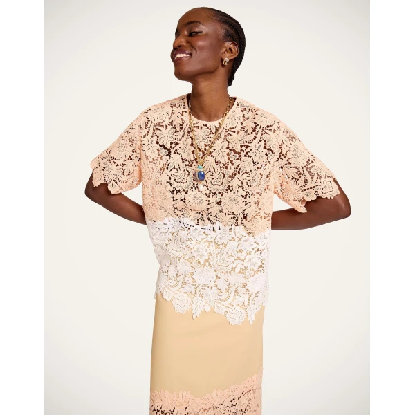 La DoubleJ Lacey House T-Shirt in Solid Apricot Top, view 5