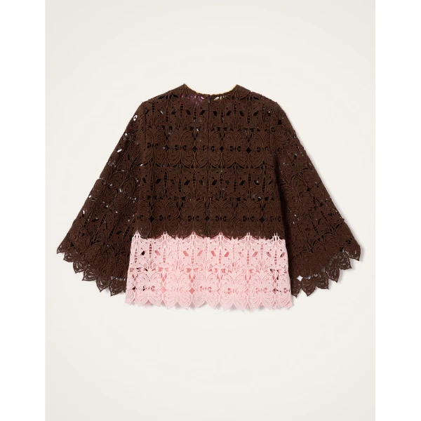 La DoubleJ Lacey Make An Exit Top in Color Block Chocolate & Pink, view 6