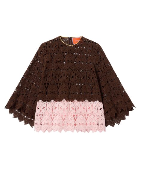 La DoubleJ Lacey Make An Exit Top in Color Block Chocolate & Pink - Tops - Milanese Maximalist Fashion at Luxury Shoes 