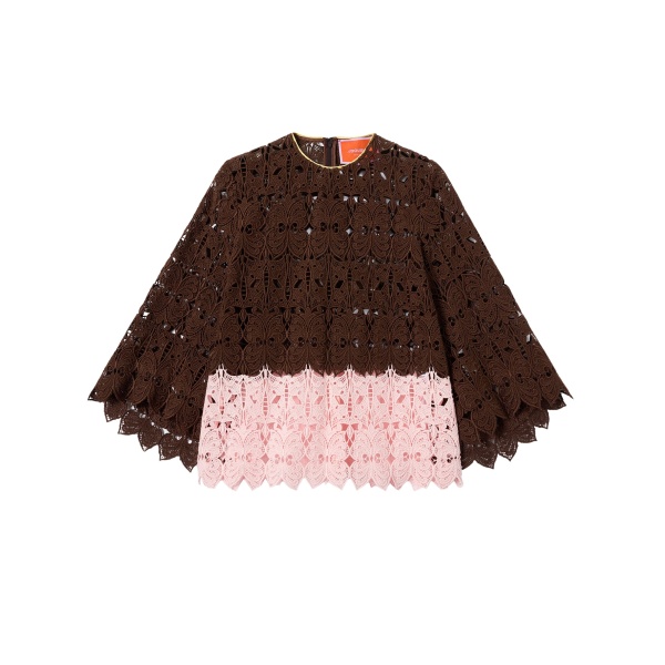 La DoubleJ Lacey Make An Exit Top in Color Block Chocolate & Pink - Tops - Milanese Maximalist Fashion at Luxury Shoes 