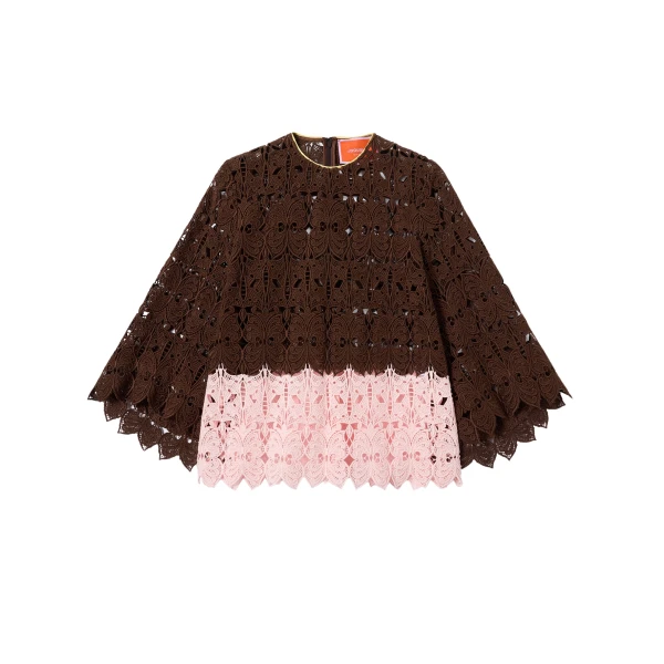 La DoubleJ Lacey Make An Exit Top in Color Block Chocolate & Pink