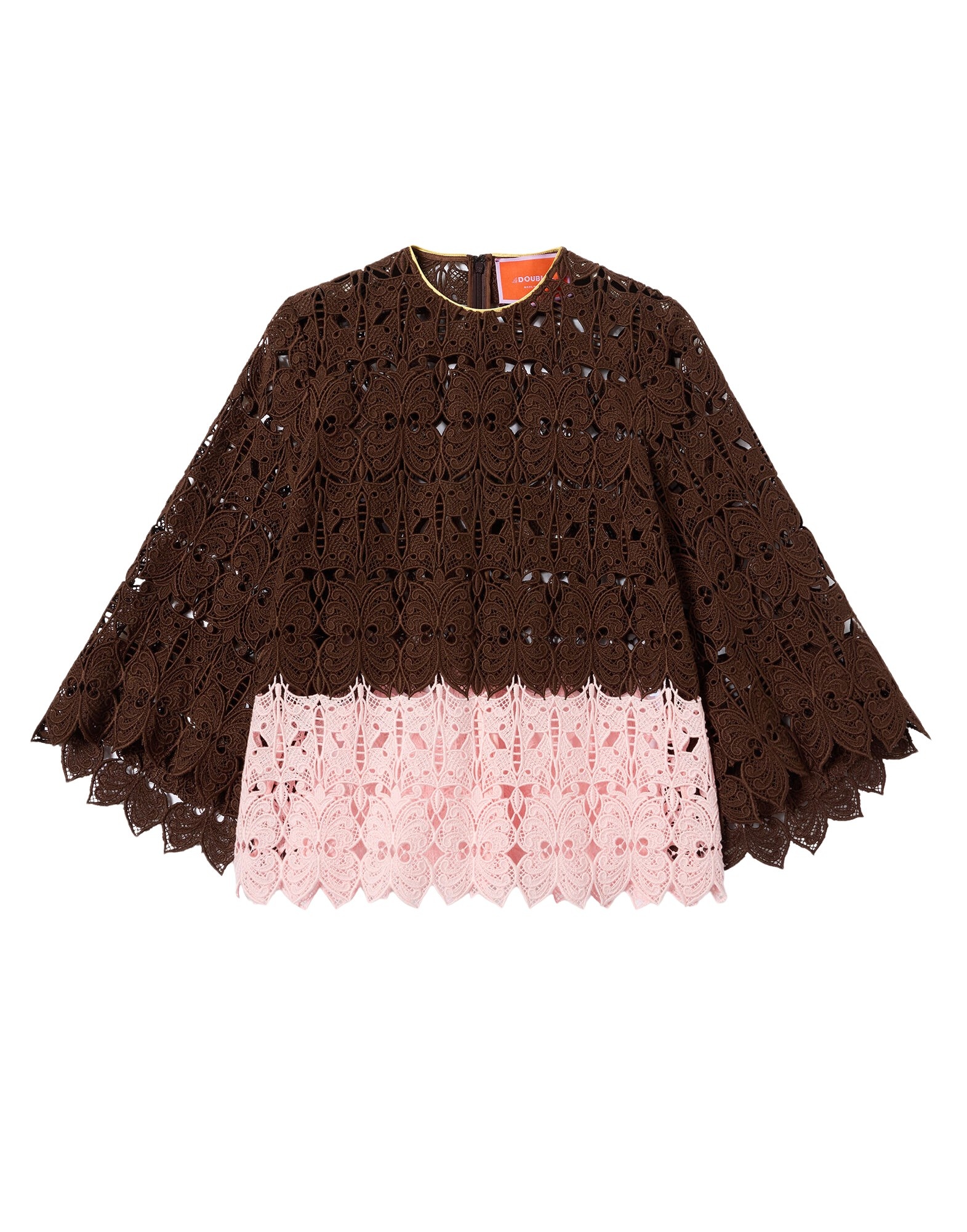 La DoubleJ Lacey Make An Exit Top in Color Block Chocolate & Pink