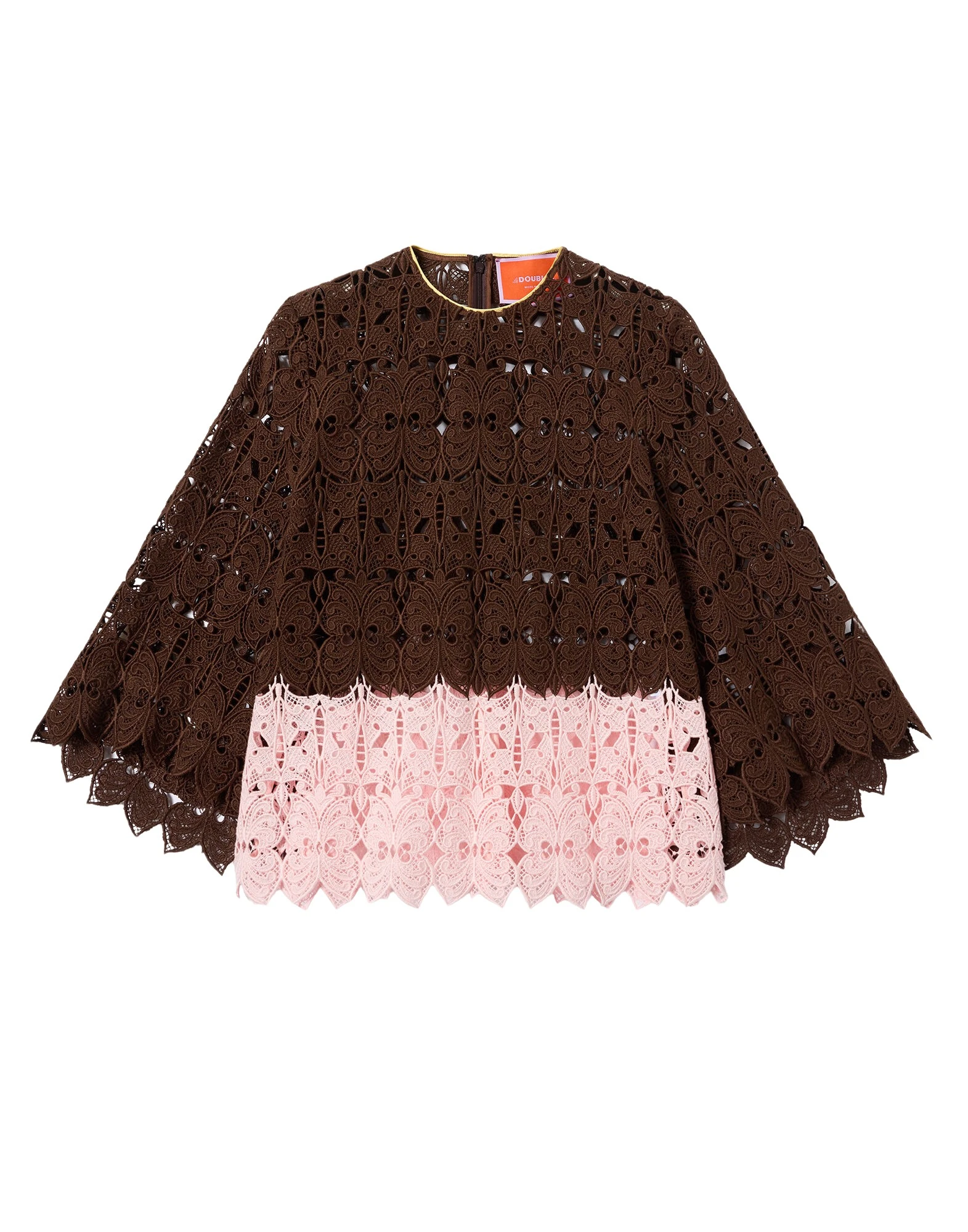 La DoubleJ Lacey Make An Exit Top in Color Block Chocolate & Pink