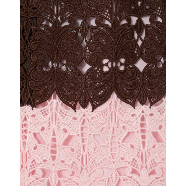 La DoubleJ Lacey Mini Baia Skirt in Color Block Chocolate & Pink, view 6
