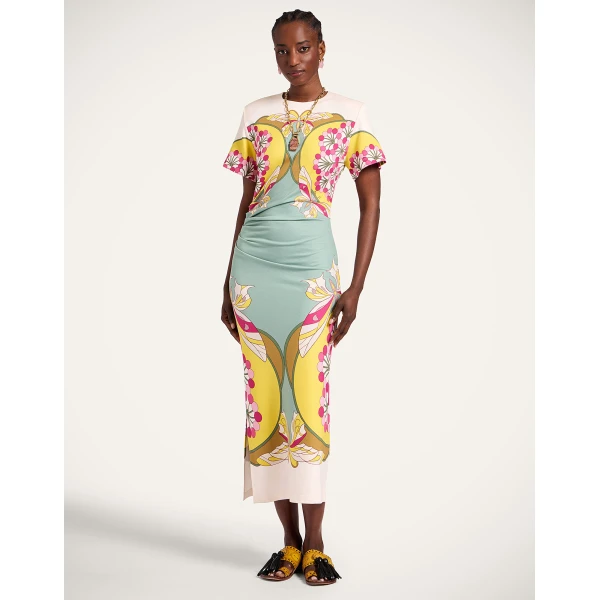 La DoubleJ Lela Dress in Florette Placée Fuchsia, view 2