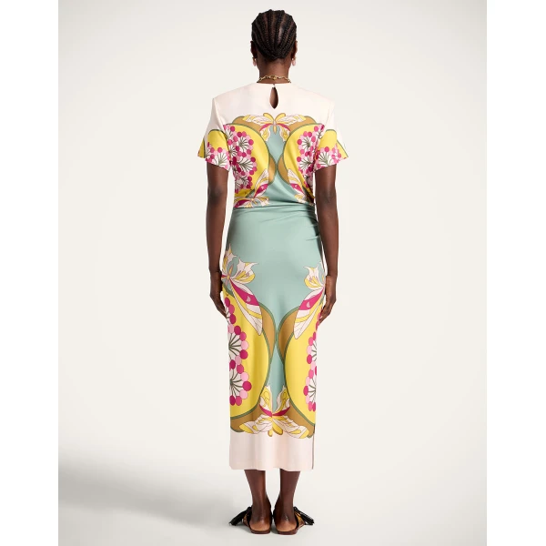 La DoubleJ Lela Dress in Florette Placée Fuchsia, view 3