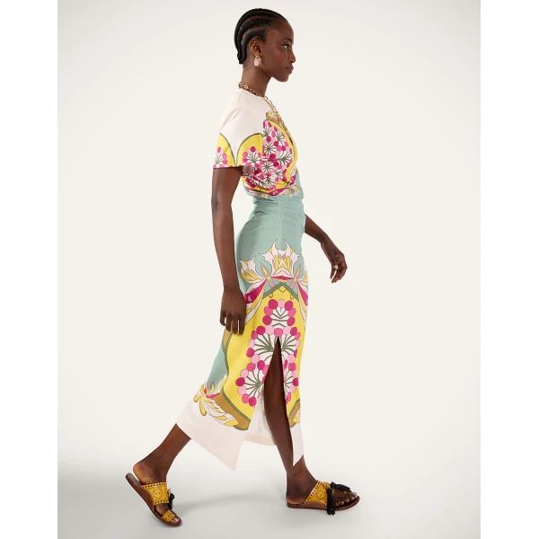 La DoubleJ Lela Dress in Florette Placée Fuchsia, view 4